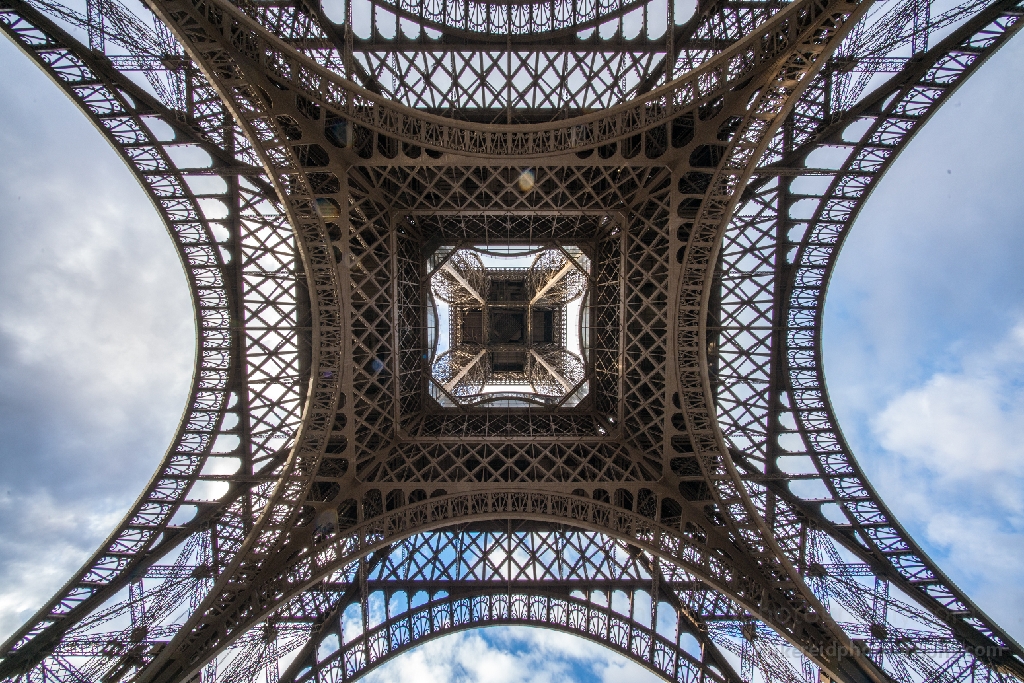 Eiffel Tower Looking Up Wide Angle